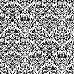 an ornate black and white wallpaper pattern