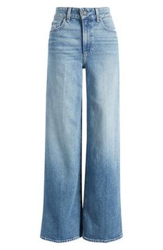 A loose, full-length column silhouette ensures a laid-back look in these high-rise jeans made from PAIGE VINTAGE low-stretch denim. 31 1/2" inseam; 21" leg opening; 11" front rise; 15" back rise (size 29) Zip fly with button closure Five-pocket style 99% cotton, 1% polyurethane Machine wash, line dry Imported High Waist Wide Leg Jeans, High Rise Jeans, Wide Leg Jeans, Bell Bottom Jeans, Stretch Denim, Leg Jeans, Full Length, High Waist, Wide Leg