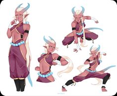 an image of a female character in various poses