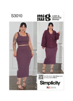 a woman in a skirt and top sewing pattern