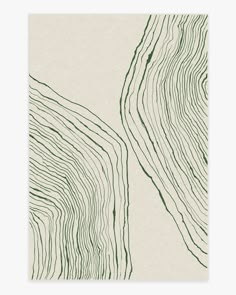 an abstract painting with green lines on white paper