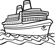 a cruise ship in the ocean coloring page