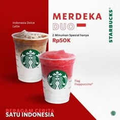 two drinks with different toppings are on the menu for starbucks malaysia's duo