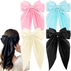 PRICES MAY VARY. 【Unique Design】This beautiful bow clip with long tassel , elegant and delicate, uses the most classic and popular bow design of the moment. Our hair bows for adults use spring clip that are easy to clip into your hair. Simply complete a casual and beautiful hairstyle, saving time spent on hair styling.In addition to decorating your hair, these bulk bow barrettes can be used as a DIY accessory on bags or clothes.Fashionable beige hair accessories for birthdays Christmas Valentine Colored Ponytail, Hair Bow Clips, Beige Hair, Tail Hair, Beautiful Hairstyle, Bow Hairstyle, Hair Ribbons, Bow Hair Accessories, Diy Accessory