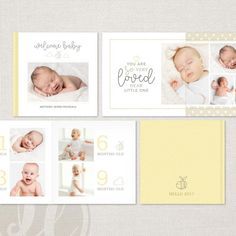 the birth announcement is shown with photos and numbers