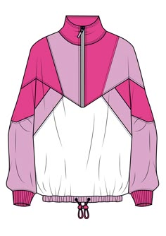 a pink and white jacket with zippers