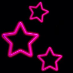 two neon stars against a black background