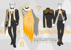 an image of men's clothing from heavenly bodies design, haiki anderson & connor