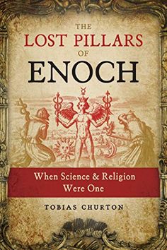 the book cover for the lost pillars of enoch, with an image of two people