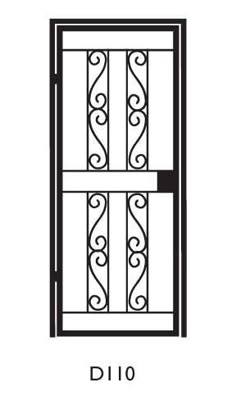 an image of a wrought iron door with the word di10 above it and below it