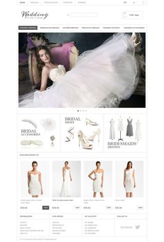 a website page for a wedding dress store