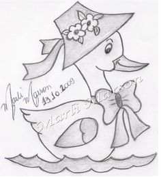 a drawing of a duck wearing a hat