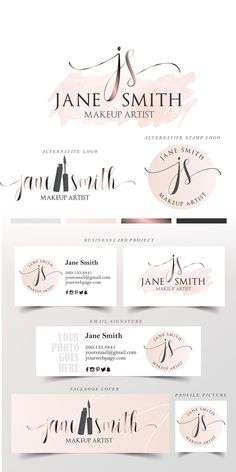 the logo and business card design for jane smith makeup artist