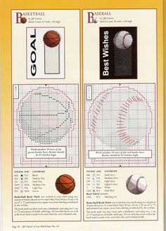 cross stitch pattern instructions for basketballs and balls