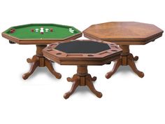 Hathaway Kingston 48" Poker Table Combo Set - oak finish Round Poker Table, Bumper Pool Table, Bumper Pool, Multi Game Table, Backgammon Table, Hardwood Table, Walnut Table, Pool Supplies, Pool Cues