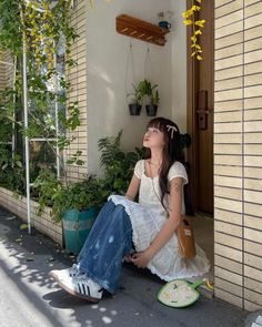 Mori Fashion Summer, Dress And Jeans Outfit Together, Vietnam Outfit Ideas, Vietnam Fits, Demure Aesthetic, Dress Over Jeans, Japanese Korean Fashion, Dress Over Pants, Japan Outfit