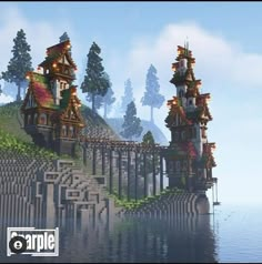 Minecraft Mountain Castle, Minecraft Medieval Buildings, Minecraft Mountain House, Minecraft Mountain, Minecraft Kingdom, Minecraft Steampunk, Minecraft Structures, Minecraft Cottage, Mc Builds