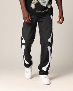 Take to the streets with the Bxnes Psykhe Jeans. These jeans feature embroidered bone graphics to the sides for a look like no other, a straight-leg fit for ultimate comfort and style, and a washed denim finish for that worn in look. Cop yours today! - Straight fit - Washed denim - Embroidered graphics - Five pocket style - Detachable pendant - Belt loops - Colour: Black Shadow - Style: SMBXNESPSYKHEJN Detachable Pendant, Black Shadow, Culture Kings, Washed Denim, Jeans Black, The Streets, Denim Wash, Black Jeans, Straight Leg