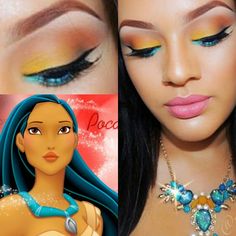 Pocahontas Inspired Nails, Disney Eye, Eyeshadow Art, Disney Eye Makeup, Disney Character Makeup, Fantasy Make-up