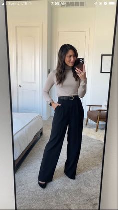 Black Pants And Flats Outfit, Simple Business Outfits Women, Casual Outfit With Slacks, Ap Seminar Outfits, Law Firm Outfits Women Winter, Court Case Outfit, Female Court Attire, Social Worker Interview Outfit, Interview Appropriate Outfits