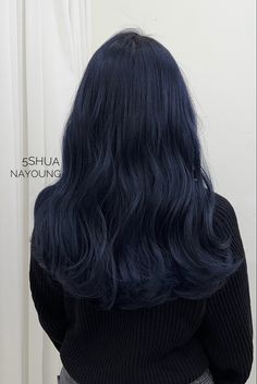 블루블랙 Midnight Hair Color, Midnight Blue Hair Color, Ash Blue Hair, Black Blue Hair, Indigo Hair, Color Trends 2024