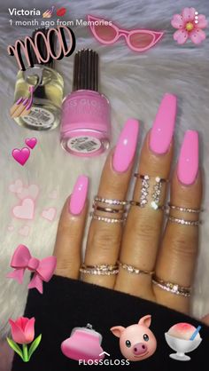 For more poppin pins follow ya girl @bbgsyncere ✨ Princess Pink Nails, Long Nails Pink, Pink Long Nails, Long Pink Nails, Pink Nails Acrylic, Bright Nails, Nails Pink, Pink Nail