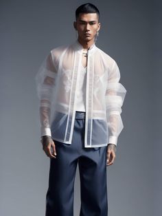 Modern Barong Men, Avant Garde Mens Fashion, Modern Barong, Fashion Sketches Men, Long Coat Men, High Fashion Men, Spring Outfits Men, Concept Clothing, Men Stylish Dress