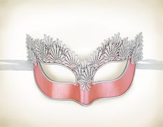 Pink & Silver Lace Masquerade Mask Venetian Style by SOFFITTA Masquerade Ball Prom, Lace Masquerade Mask, Masquerade Halloween Costumes, Gold Masquerade Mask, Mask Venetian, The Mask Costume, Masquerade Ball Mask, Butterfly Crown