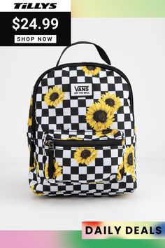 Vans For Kids, Cute Backpacks For School, Mochila Jansport, Sunflower Vans, Vans Backpack, Vans Bags, Cute Mini Backpacks, Trendy Backpacks