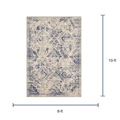 the area rug is shown with measurements