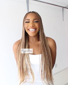 Platinum Strawberry Blonde, Light Braids, Long Box Braids Styles, Full Braids, Different Braid Hairstyles, Long Crochet Braids, Wavy Hair With Braid, Bone Straight Hair, Braided Headwrap