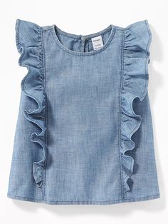 Sleeveless Chambray, Moda Denim, Afrikaanse Mode, Kids Dress Patterns, Kids Dress Wear, Baby Dress Design