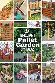 some wooden pallet garden ideas that are great for small gardens and outdoor spaces,