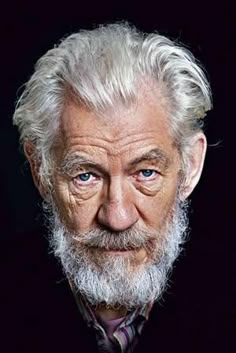 an older man with white hair and beard wearing a suit, tie and looking at the camera