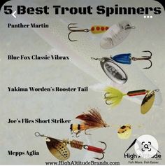 the five best trolly spinners are shown in different colors and sizes, along with their names