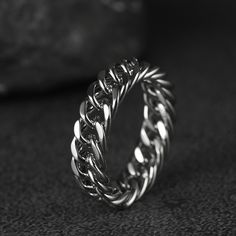 Men's Chain Link Ring: Chain Design Stackable Ring with a modern twist and minimal look.This unique piece of chain link ring is a perfect gift on the occasion of a Birthday, anniversary, Christmas, Valentine's Day, Wedding, Party, Engagement, Holiday, or any Celebrations  Description    SPU: TR12830   Collection: Chains   Materials: Stainless Steel   Ring Size: 6-11(US)  Clean it with a soft dry cloth.  Keep away from water and chemicals. Chain Link Ring, Nordic Vikings, Link Ring, Viking Symbols, Day Weddings, Ring Chain, Norse Vikings, Linking Rings, Stainless Steel Ring