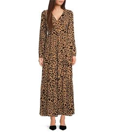 Sugarlips Chiffon Leopard Print Mabel V-Neck Long Sleeve Tiered Maxi Dress | Dillard's Seamless Clothing, Sugar Lips, Beautiful Clothes, Tiered Maxi Dress, Tier Skirt, Dillard's, Piece Of Clothing, Beautiful Outfits, Leopard Print