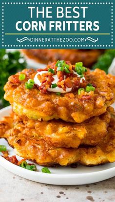 the best corn fritters recipe is made with chicken, cheese and sour cream