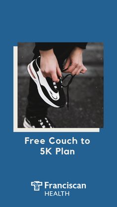 a person tying their shoes with the text free couch to 5k plan