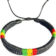 Jamaica Rasta Plaid Adjustable Cord Bracelet Adjustable Cord - Width 14 Mm, Length 17 Cm To 28 Cm Unisex Casual Black Bracelets For Festival, Casual Black Wristband For Festival, Black Adjustable Cord Bracelets For Festival, Black Adjustable Cord Bracelet For Festivals, Adjustable Black Friendship Bracelet, Black Adjustable Cord Bracelet For Festival, Black Bohemian Bracelets With Adjustable Cord, Black Bohemian Bracelet With Adjustable Cord, Black Wristband Bracelet For Festival