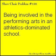 a yellow poster with the words being involved in the performing arts in an athletics - dominated school