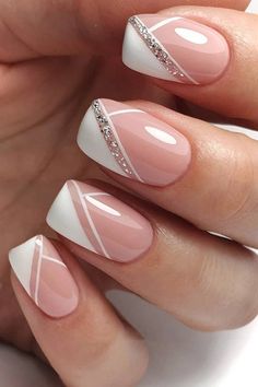 Manicure Nail Designs, French Manicure Nails, Colorful Nails, Modern Nails, Pretty Nail Art Designs, Wedding Nails Design, Nail Art Wedding, White Nail, Short Acrylic Nails Designs