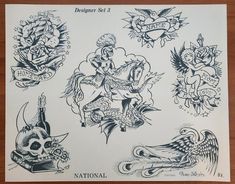 Traditional Vintage 1981 National 25 Sheet Tattoo Flash Set Designer Set 3, Great Investment for Tattoo Shop Display, Money Making Designs - Etsy New Zealand Vintage Bird Tattoo, Traditional Black Tattoo, Reaper Tattoo, Small Tats, Traditional Flash, Vintage Flash, Traditional Tattoo Flash, Tattoo Art Drawings