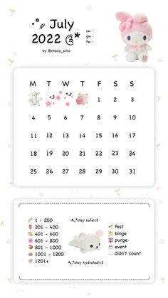 an image of a calendar with hello kitty on it