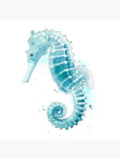 a watercolor painting of a sea horse