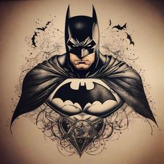 a drawing of batman and his bat symbol