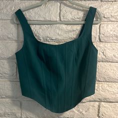 Brand New Never Been Worn Too Green Corset Top, Dark Green Corset, Green Bustier Top, Fitted Sleeveless Green Crop Top, Emerald Green Corset Top, Green Top, Green Fitted Tank Crop Top, Dark Blue Corset Top, Dark Green Corset Top