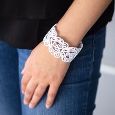 Heavy Material White Wedding Jewelry For Spring, Metal Bracelet, Metal Bracelets, Womens Jewelry Bracelets, White Lace, Color White, Women Jewelry, Bracelet, Lace