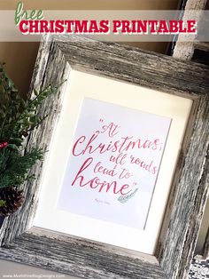 a christmas printable is displayed in a frame