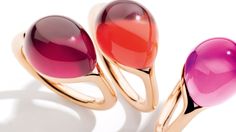 RING IN 9 CARAT ROSE GOLD SYNTHETIC ORANGE SAPPHIRE Pomellato Jewelry, Pomellato Ring, Red Stones, Three Rings, Contemporary Jewellery, Gems Jewelry, Crystal Rings, Jewelry Trends, Jewelry Inspiration